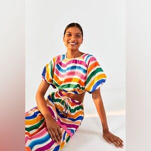 Farm Rio Dancing Stripes Set. Size M. NWT. Non smoking pet free home.